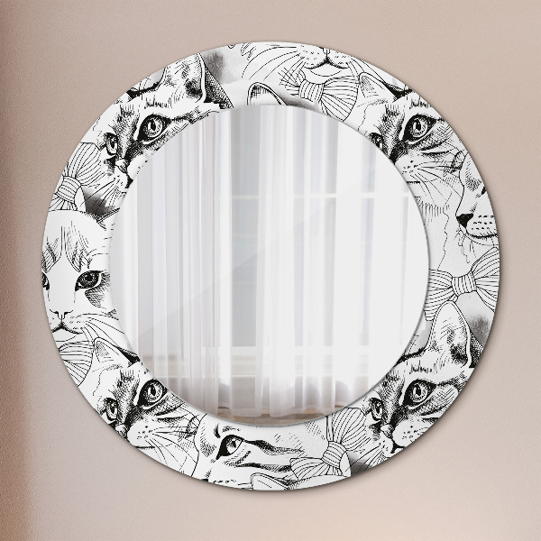 Round printed mirror Pets cats