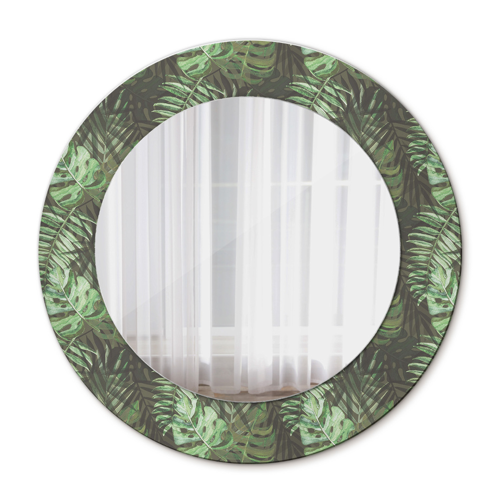 Circle decorative mirror Tropical leaves