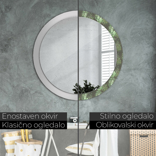 Circle decorative mirror Tropical leaves