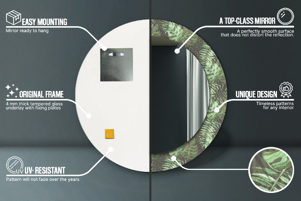 Circle decorative mirror Tropical leaves