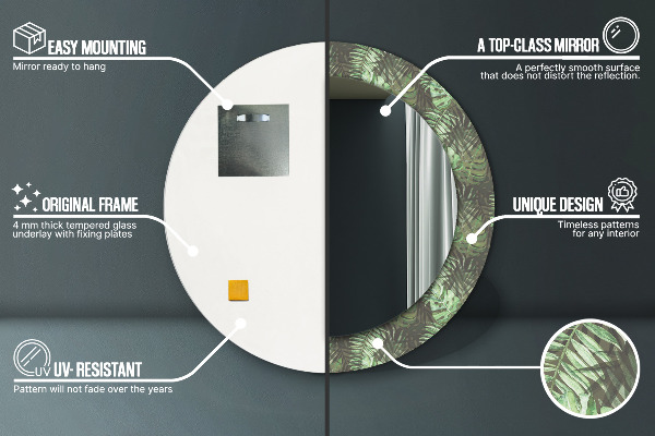 Circle decorative mirror Tropical leaves