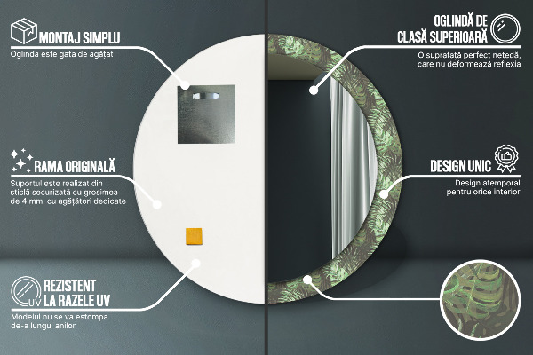 Circle decorative mirror Tropical leaves