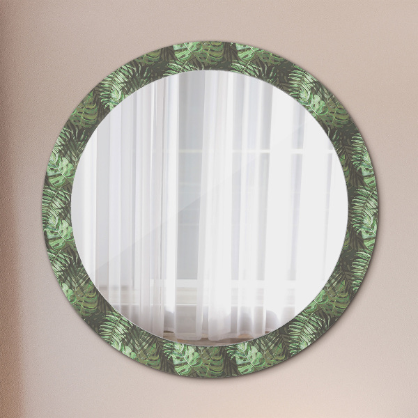 Circle decorative mirror Tropical leaves