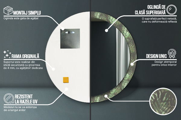 Circle decorative mirror Tropical leaves