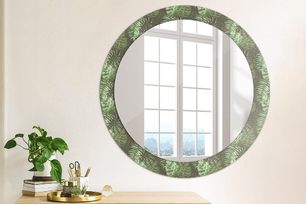 Circle decorative mirror Tropical leaves
