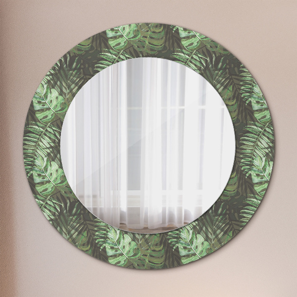 Circle decorative mirror Tropical leaves