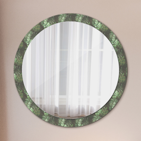 Circle decorative mirror Tropical leaves