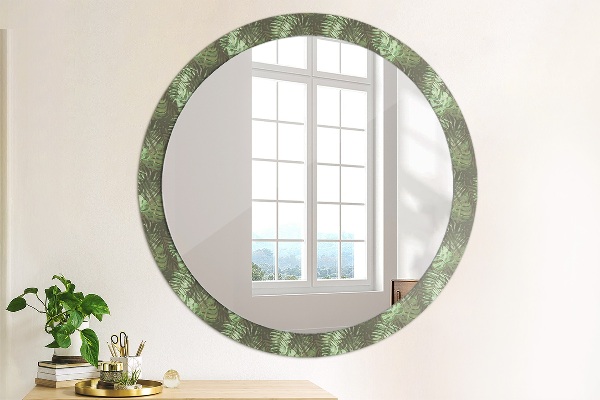 Circle decorative mirror Tropical leaves