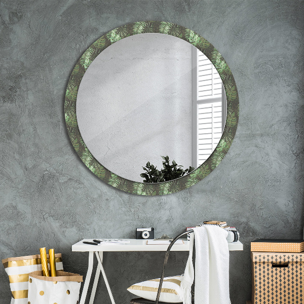 Circle decorative mirror Tropical leaves