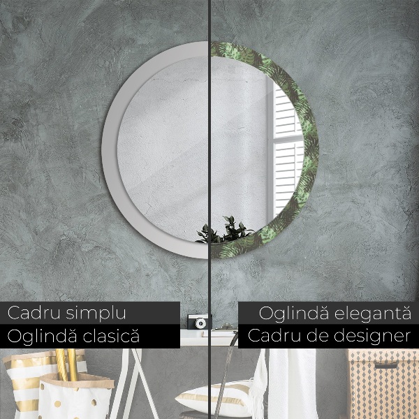 Circle decorative mirror Tropical leaves