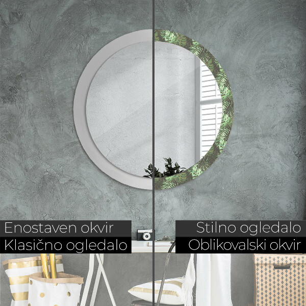 Circle decorative mirror Tropical leaves
