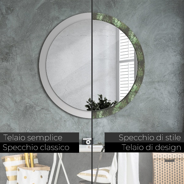 Circle decorative mirror Tropical leaves