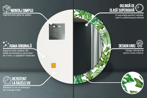 Ornate framed mirror Jungle leaves