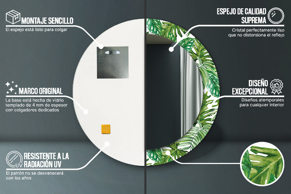 Ornate framed mirror Jungle leaves