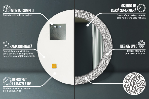 Round wall mirror design Floral pattern