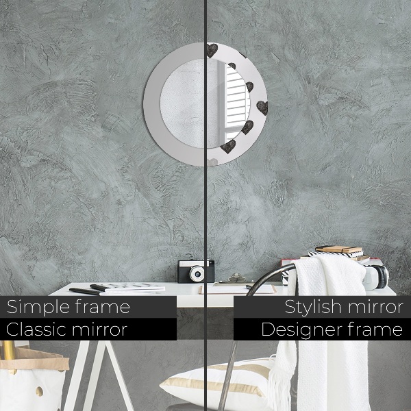 Round mirror frame with print Abstract hearts