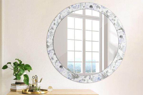 Round mirror frame with print Blue roses