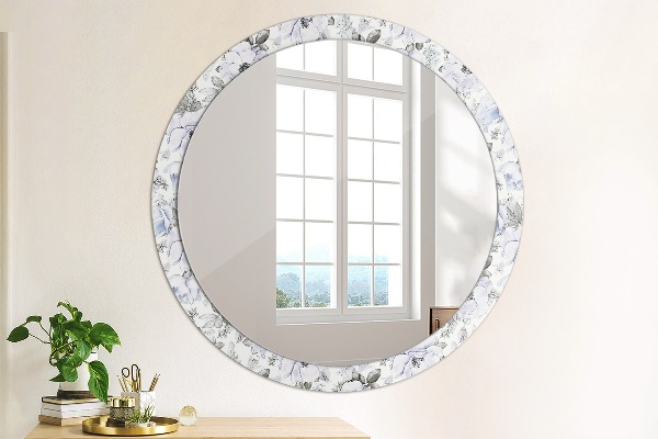 Round mirror frame with print Blue roses