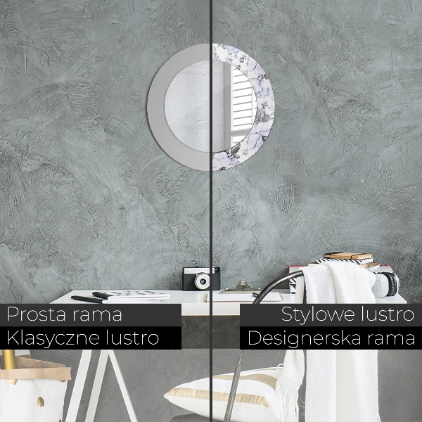 Round mirror frame with print Blue roses