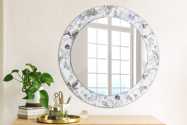 Round mirror frame with print Blue roses