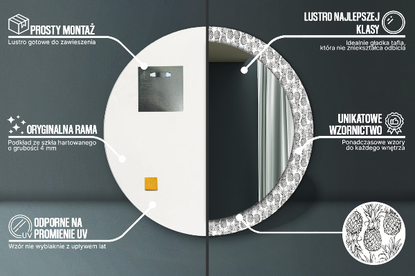 Round wall mirror decor Pineapple