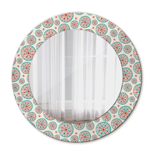 Round wall mirror decor Boho pattern