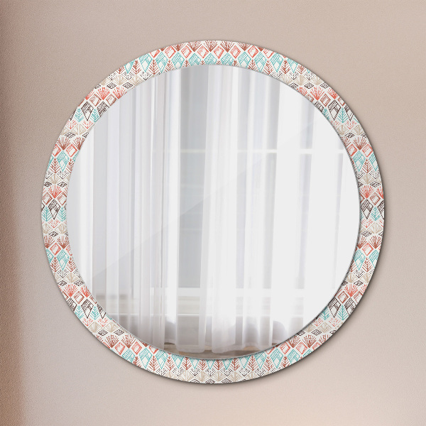 Round wall mirror decor Ethnic pattern