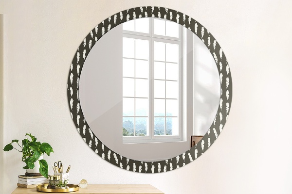 Round printed mirror Feathers