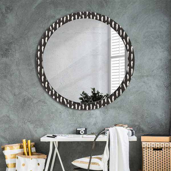 Round printed mirror Feathers