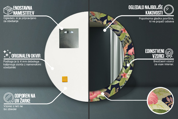 Circle decorative mirror Hibiscus flowers