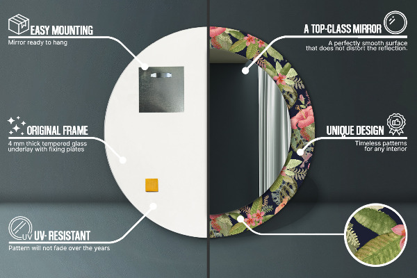 Circle decorative mirror Hibiscus flowers