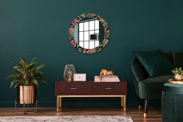 Circle decorative mirror Hibiscus flowers