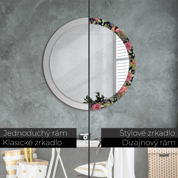Circle decorative mirror Hibiscus flowers