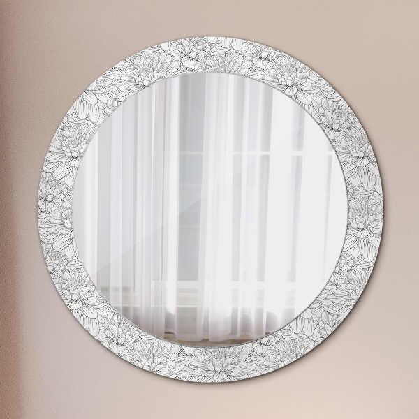 Circle decorative mirror Lotos flowers