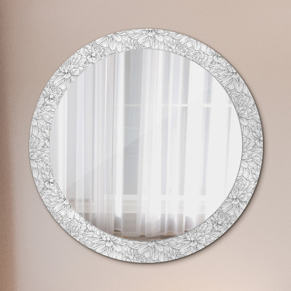 Circle decorative mirror Lotos flowers