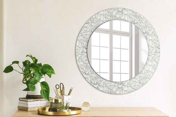 Circle decorative mirror Lotos flowers