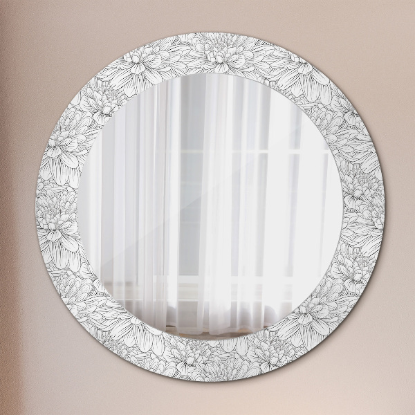 Circle decorative mirror Lotos flowers