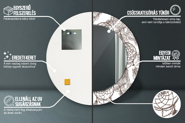 Round wall mirror design Dreamcatcher feathers