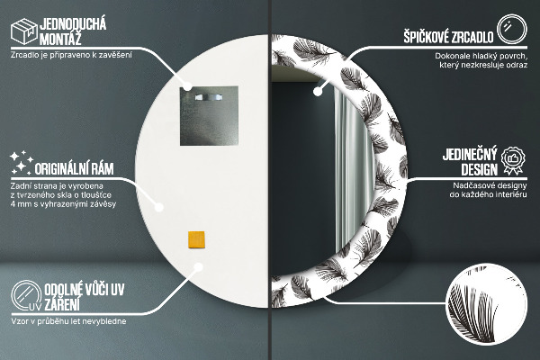 Round wall mirror design Feathers