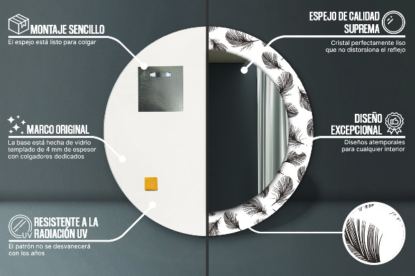 Round wall mirror design Feathers