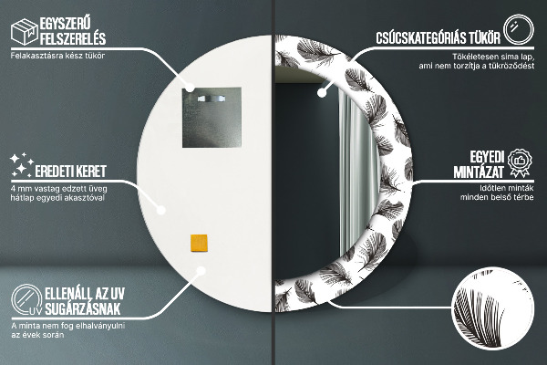 Round wall mirror design Feathers