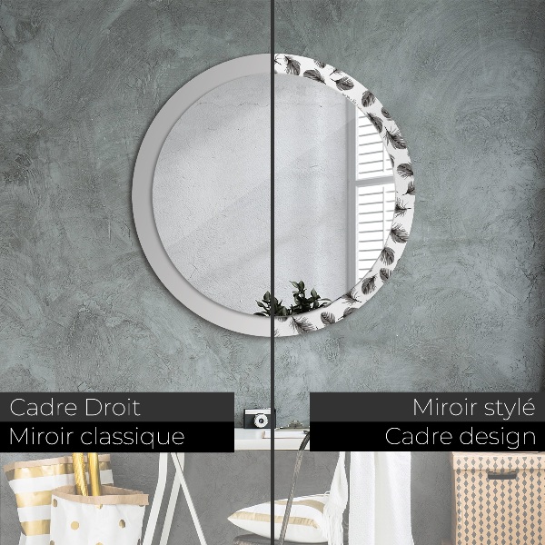 Round wall mirror design Feathers