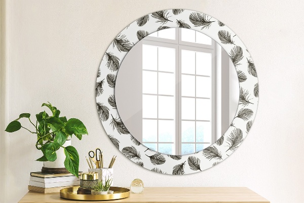 Round wall mirror design Feathers