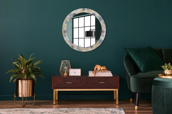 Round mirror frame with print Geometric wheels