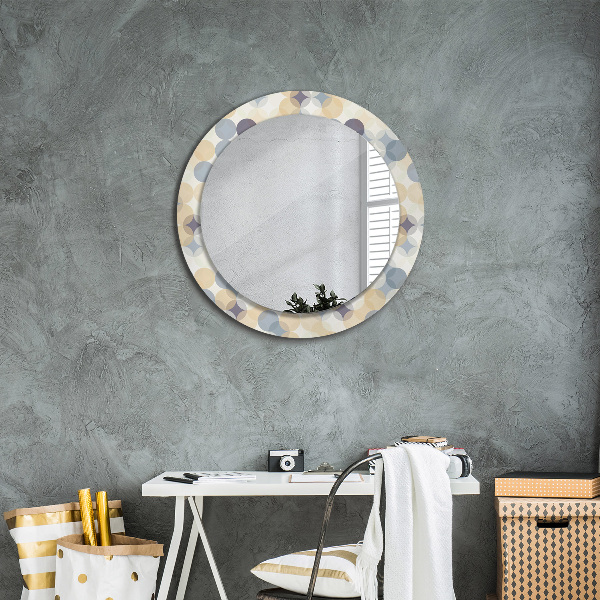 Round mirror frame with print Geometric wheels