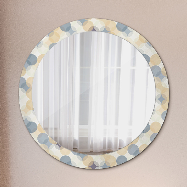 Round mirror frame with print Geometric wheels