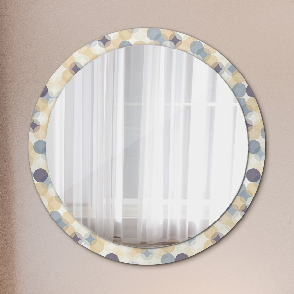 Round mirror frame with print Geometric wheels