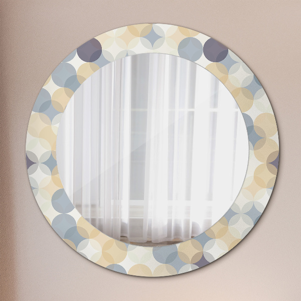 Round mirror frame with print Geometric wheels