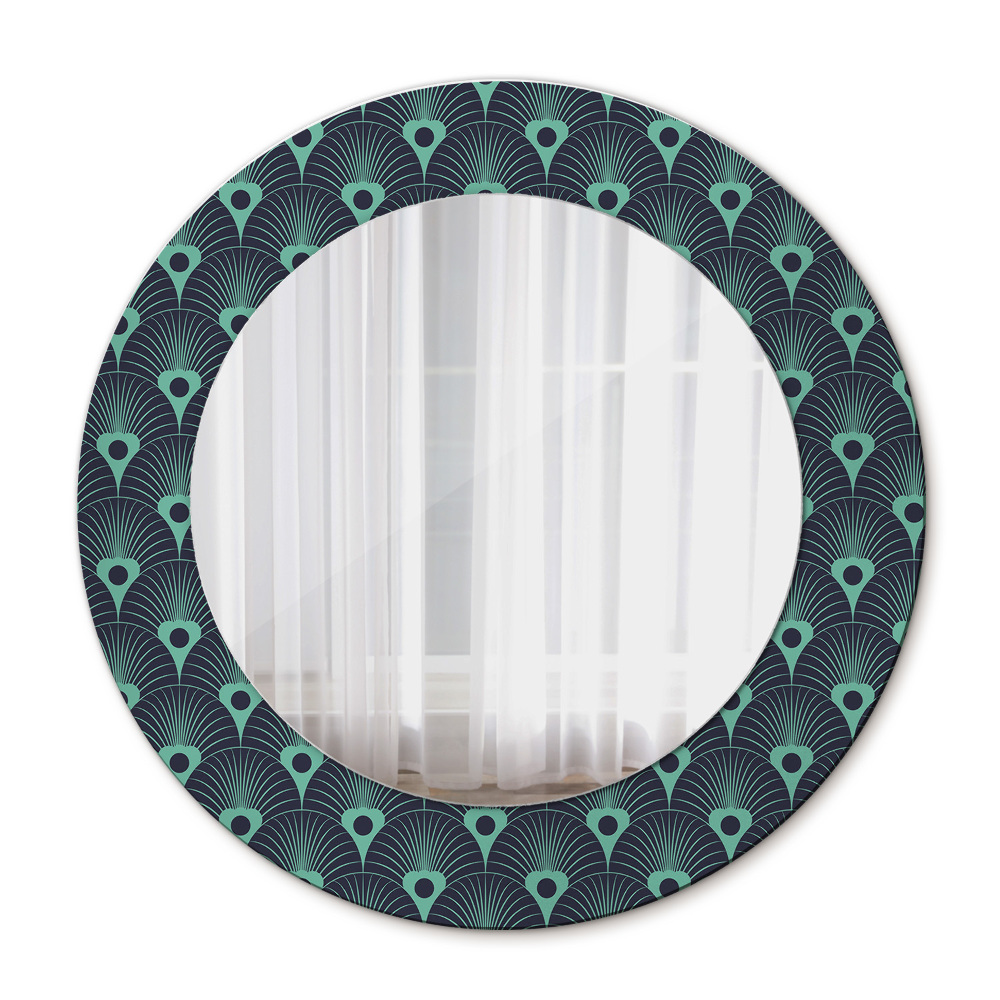 Round mirror frame with print Floral pattern
