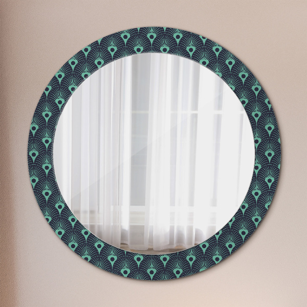 Round mirror frame with print Floral pattern